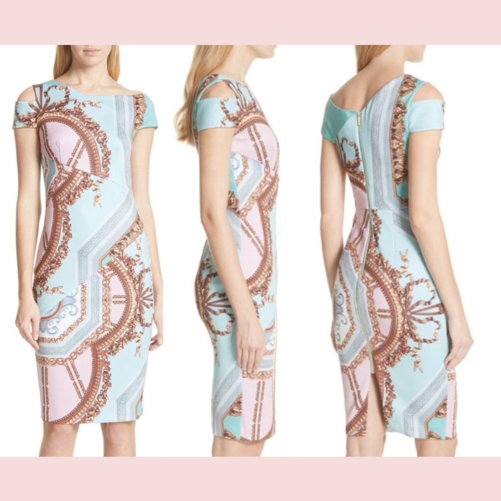 NWT $316 Ted Baker London [ 1 in TB ] Versailles Print Body-Con Dress‎